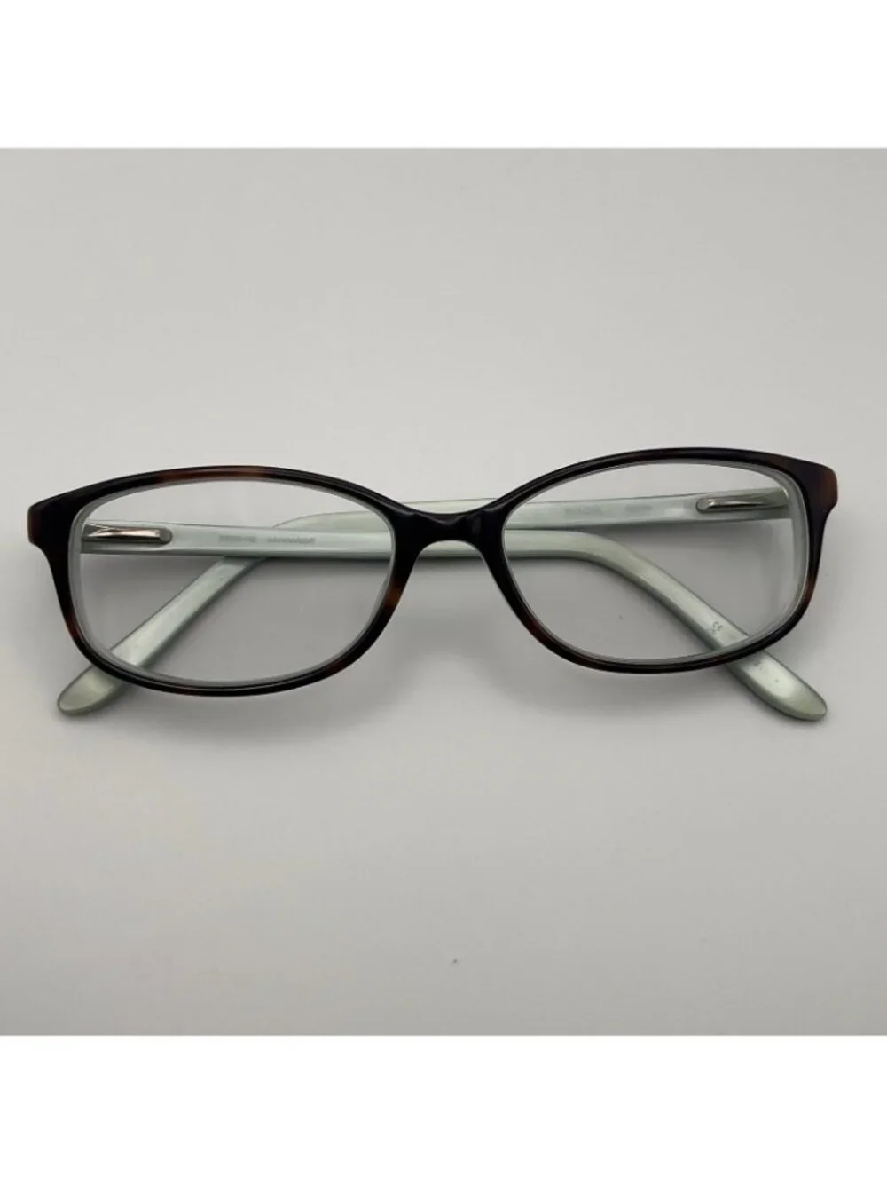 Bulova IXTAPA Havana Mint Eyeglass Frame Oval Blue Brown Full Rim 53-16-140 Case